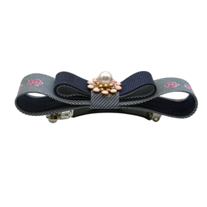CC Camellia Check Vintage Silk Necktie Hair Clip