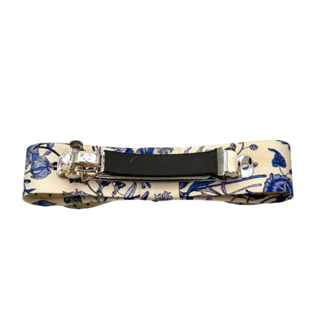 Flora Blue Vintage Silk Necktie Hair Clip