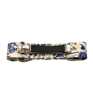 Flora Blue Vintage Silk Necktie Hair Clip