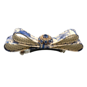 Flora Blue Vintage Silk Necktie Hair Clip