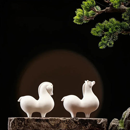 Horse Figurine - Decorative Ceramic White