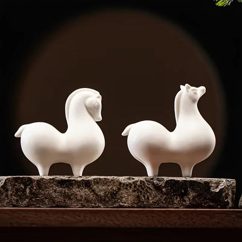 Horse Figurine - Decorative Ceramic White