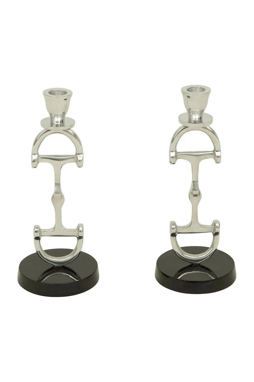 Huntley D Bit Pair of Candlesticks, Pair in Aluminum Silver Finish