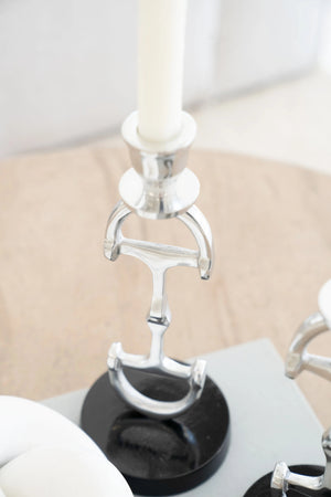 Huntley D Bit Pair of Candlesticks, Pair in Aluminum Silver Finish