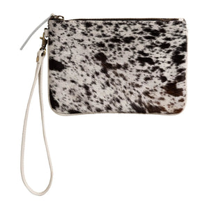 Huntley Equestrian Cowhide Wristlet Handbag Small with Zipper