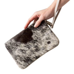 Huntley Equestrian Cowhide Wristlet Handbag Small with Zipper