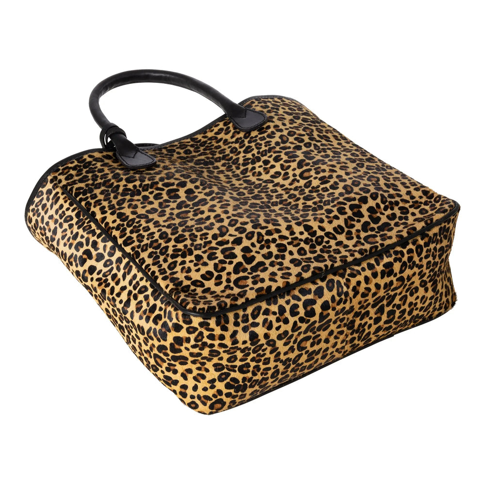 Huntley Equestrian Leopard Hair On Hide Tote Handbag