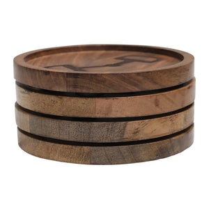 Huntley Equestrian Wooden Coasters with Decorative Bit Design, set of 4
