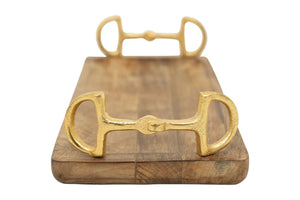 Huntley Equestrian Wooden Rectangle Tray with Gold Bit Handles