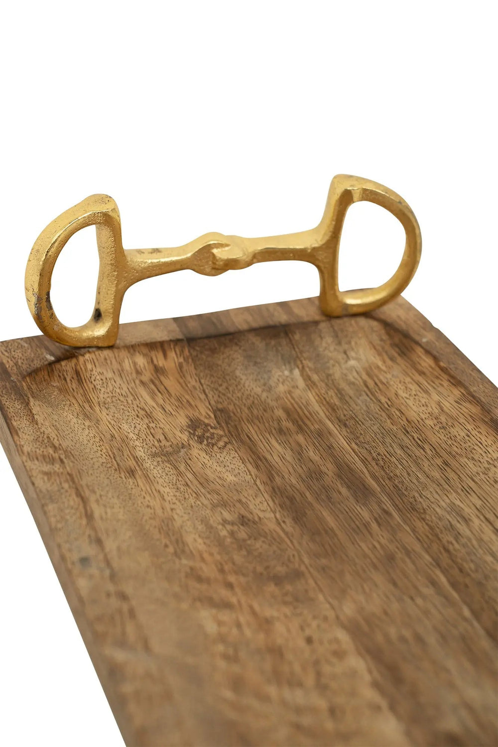 Huntley Equestrian Wooden Rectangle Tray with Gold Bit Handles