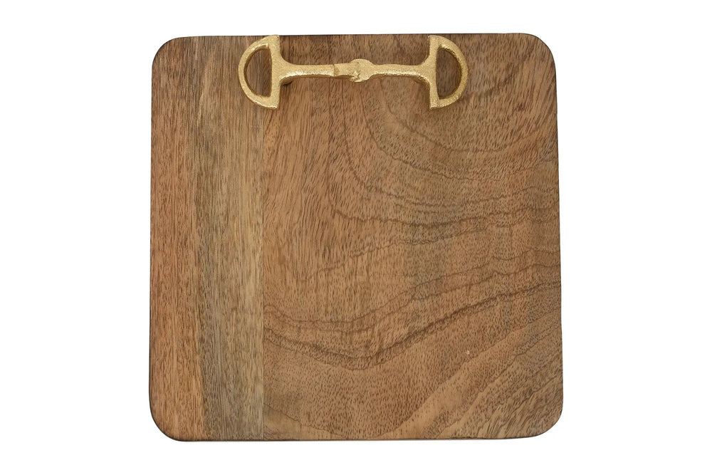 Huntley Equestrian Wooden Square Tray with Gold Bit