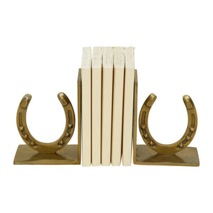 Huntley Horse shoe Bookends, Pair, Brass Antique Finish