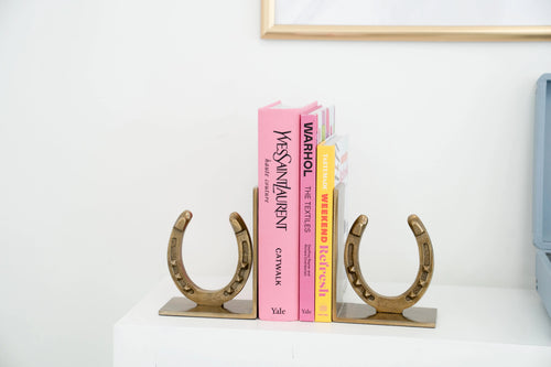 Huntley Horse shoe Bookends, Pair, Brass Antique Finish