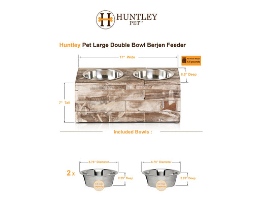 Huntley Pet Elevated Dog and Cat Double Bowl Feeder