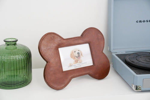 Huntley Pet Leather Bone Shaped Picture Frame, 4x6
