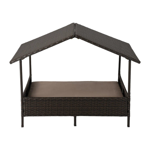 Huntley Pet Rattan Wicker Indoor Outdoor Cabana Raised Pet Bed