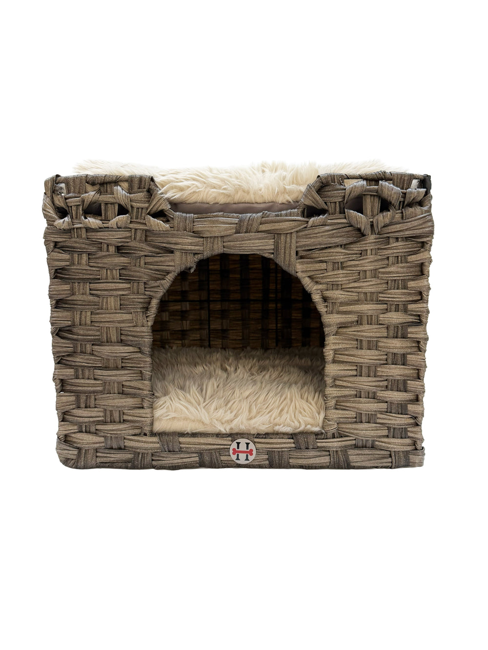 Huntley Pet Cat House, 2 Cushion Bed, Gray