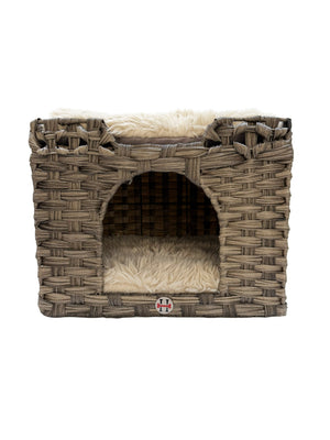 Huntley Pet Cat House, 2 Cushion Bed, Gray