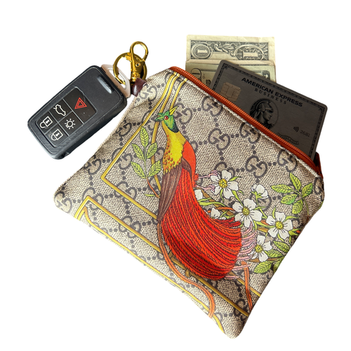GG Floral Lattice Vintage Silk Scarf Coffee Run Keychain Bag