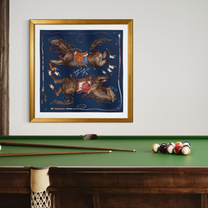 Grand Galop Vintage Framed Silk Scarf 42"