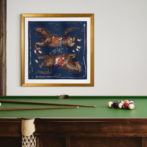 Grand Galop Vintage Framed Silk Scarf 42"