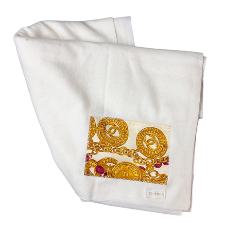 CC Gold Coin Vintage Silk Scarf & Cashmere Shawl