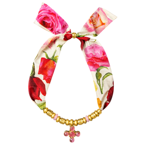 Roses Vintage Scarf & Labradorite Necklace