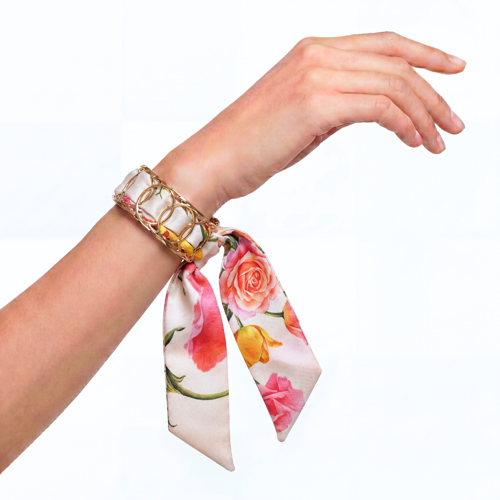 Roses Vintage Scarf Cuff Bracelet
