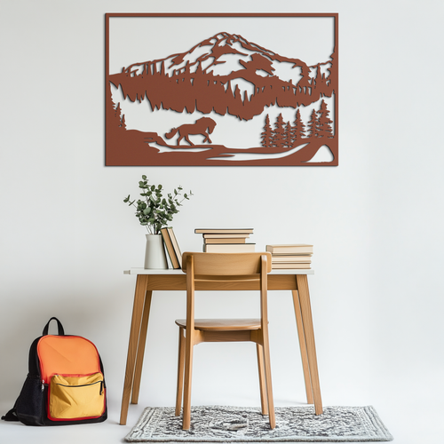 Mountain Horse Metal Wall Art - Steel Wall Decor for Home and Cabin - KAF019
