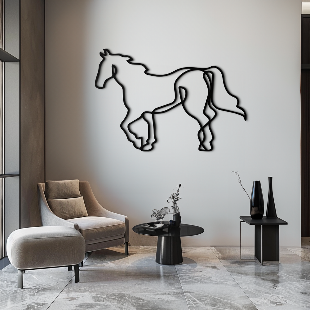 Abstract Horse Metal Wall Art - Minimalist Steel Horse Silhouette - KAF121