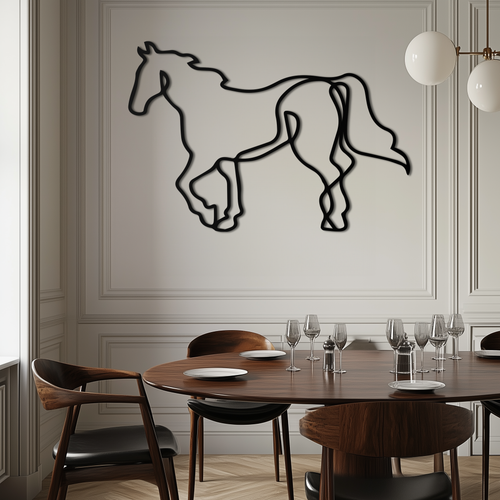 Abstract Horse Metal Wall Art - Minimalist Steel Horse Silhouette - KAF121