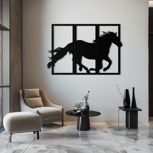 Galloping Horse Metal Wall Art – 3-Panel Western Decor - KAF270