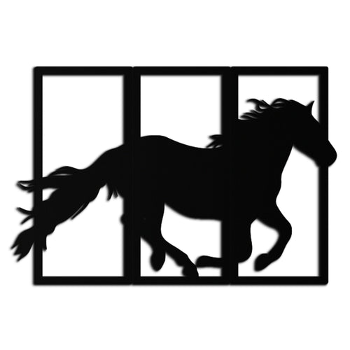 Galloping Horse Metal Wall Art – 3-Panel Western Decor - KAF270