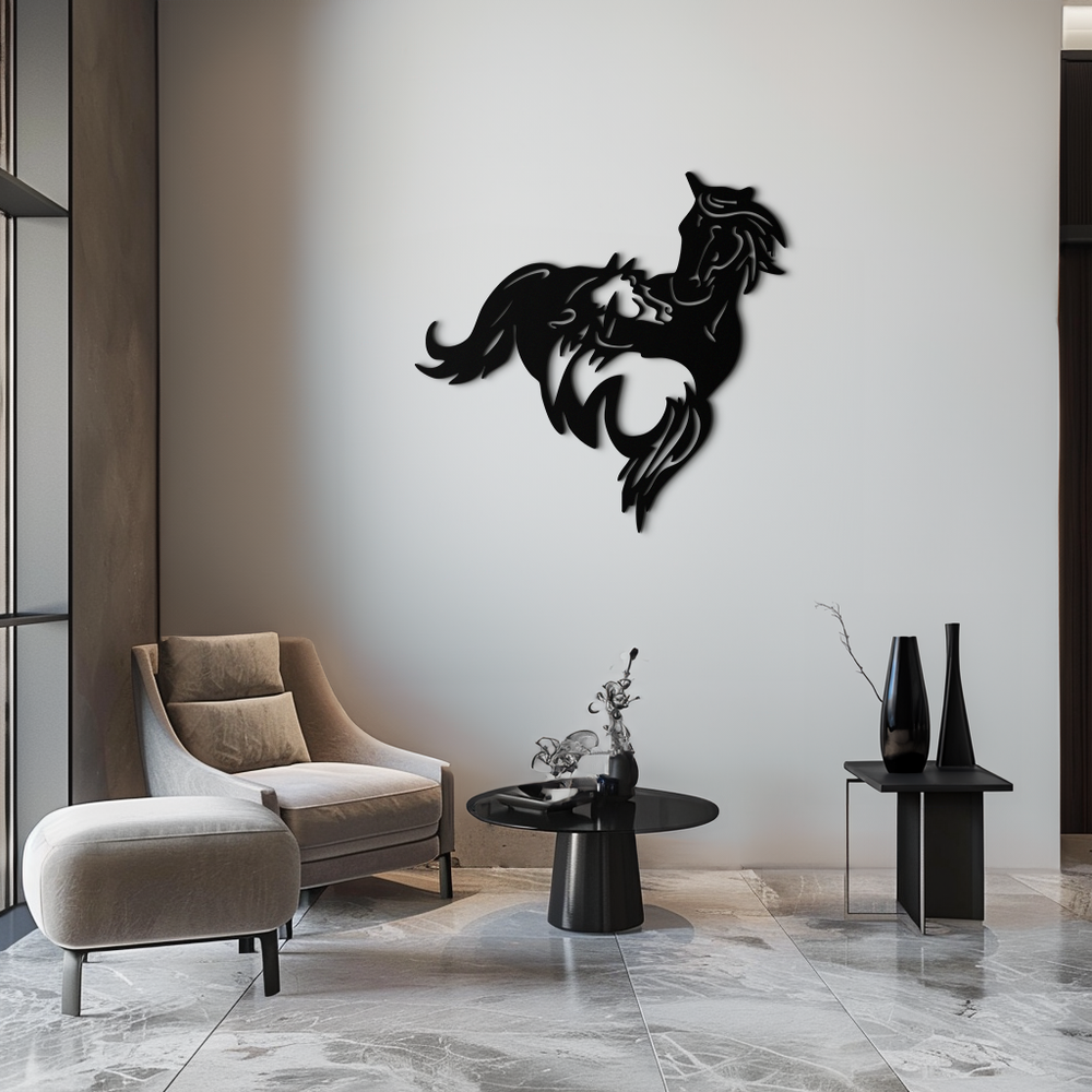 Abstract Wild Horses Metal Wall Art – Dynamic Horse Silhouette Decor- KAF569