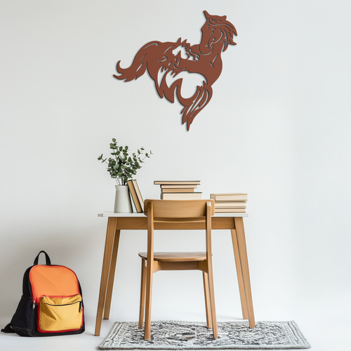 Abstract Wild Horses Metal Wall Art – Dynamic Horse Silhouette Decor- KAF569