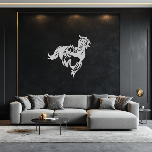 Abstract Wild Horses Metal Wall Art – Dynamic Horse Silhouette Decor- KAF569