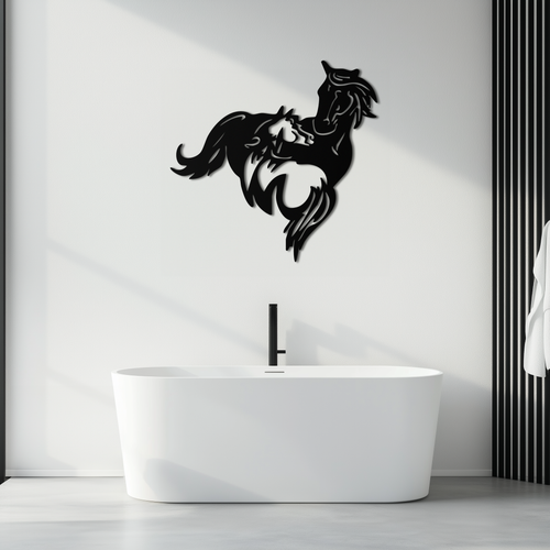 Abstract Wild Horses Metal Wall Art – Dynamic Horse Silhouette Decor- KAF569