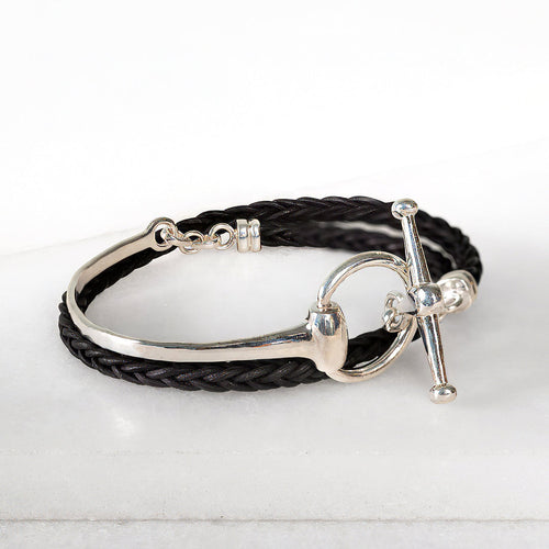 Odeza - Stylized Horse Bit Bracelet in Silver & Black