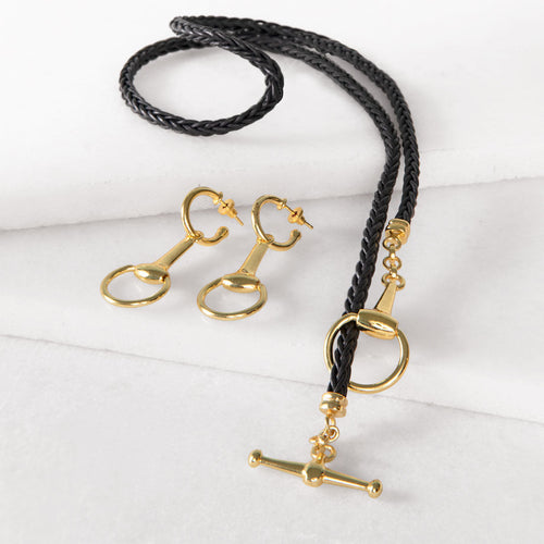 Odeza - Stylized Horse Bit Bracelet in Gold & Black