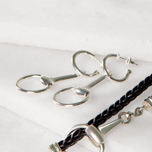 Odeza - Stylized Horse Bit Bracelet in Silver & Black
