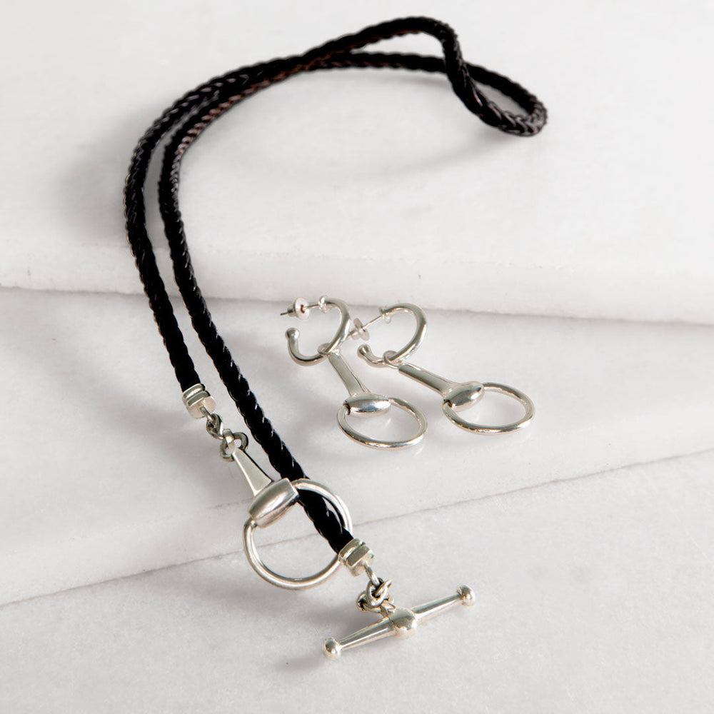 Odeza - Stylized Horse Bit Bracelet in Silver & Black