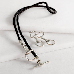 Odeza - Stylized Horse Bit Bracelet in Silver & Black