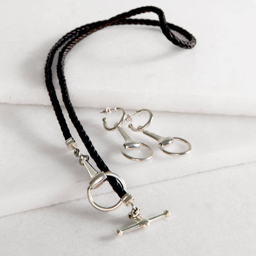 Odeza - Stylized Horse Bit Bracelet in Silver & Black