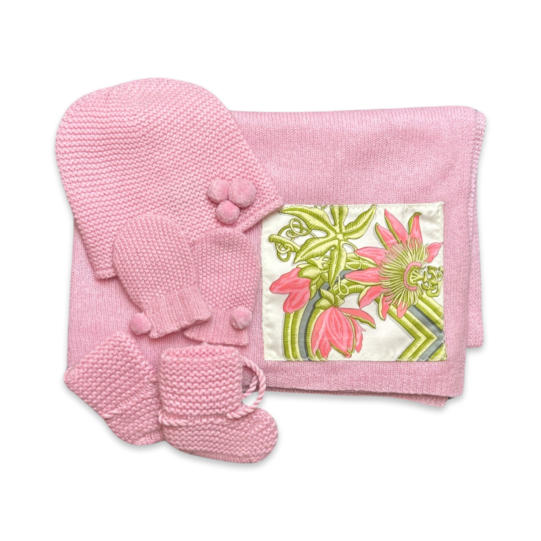 Caraibes Vintage Silk Scarf & Cashmere Baby Set
