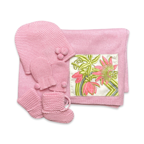 Caraibes Vintage Silk Scarf & Cashmere Baby Set