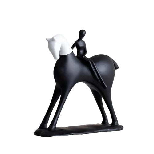 Modern Horse Statue Minimalist Black and White Art for Horse Lovers
