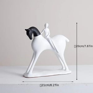 Modern Horse Statue Minimalist Black and White Art for Horse Lovers