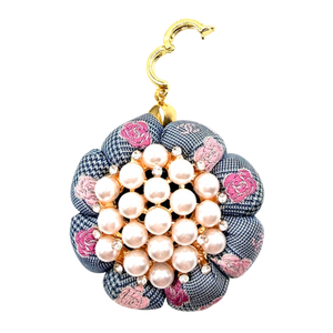 CC Camellia Check Flower Vintage Silk Necktie Necklace