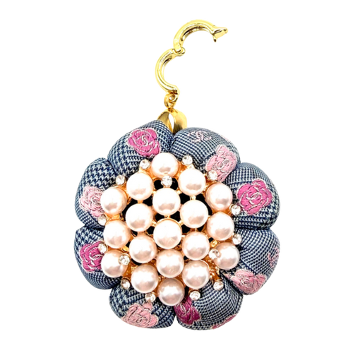 CC Camellia Check Flower Vintage Silk Necktie Necklace