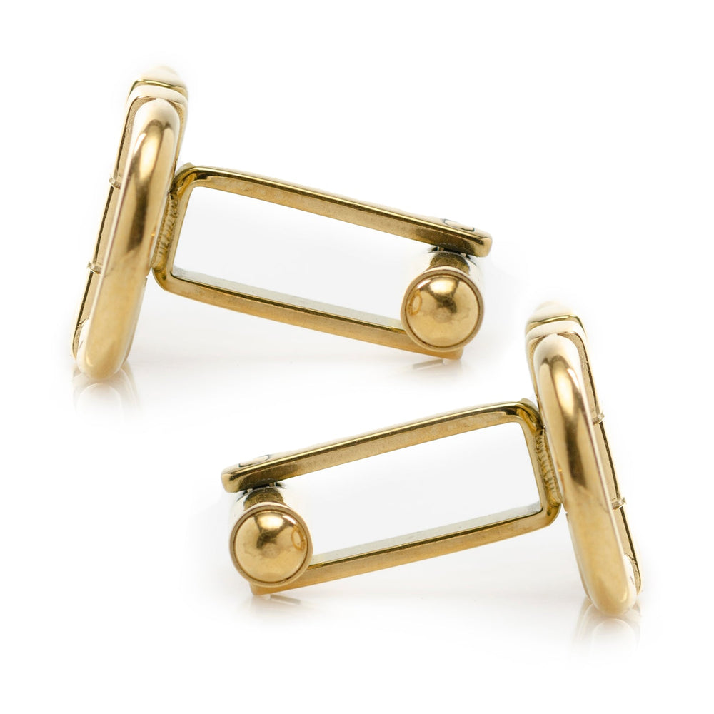 Stainless Steel Gold Horse Bit Cufflinks